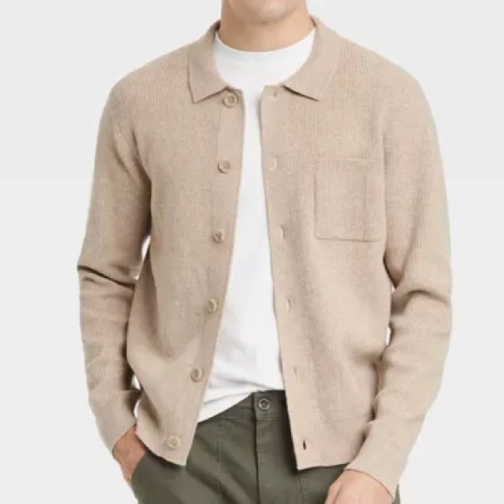 Truth by Republic Cotton Blend Long Sleeve Collared Full Fashion Knit Cardigan